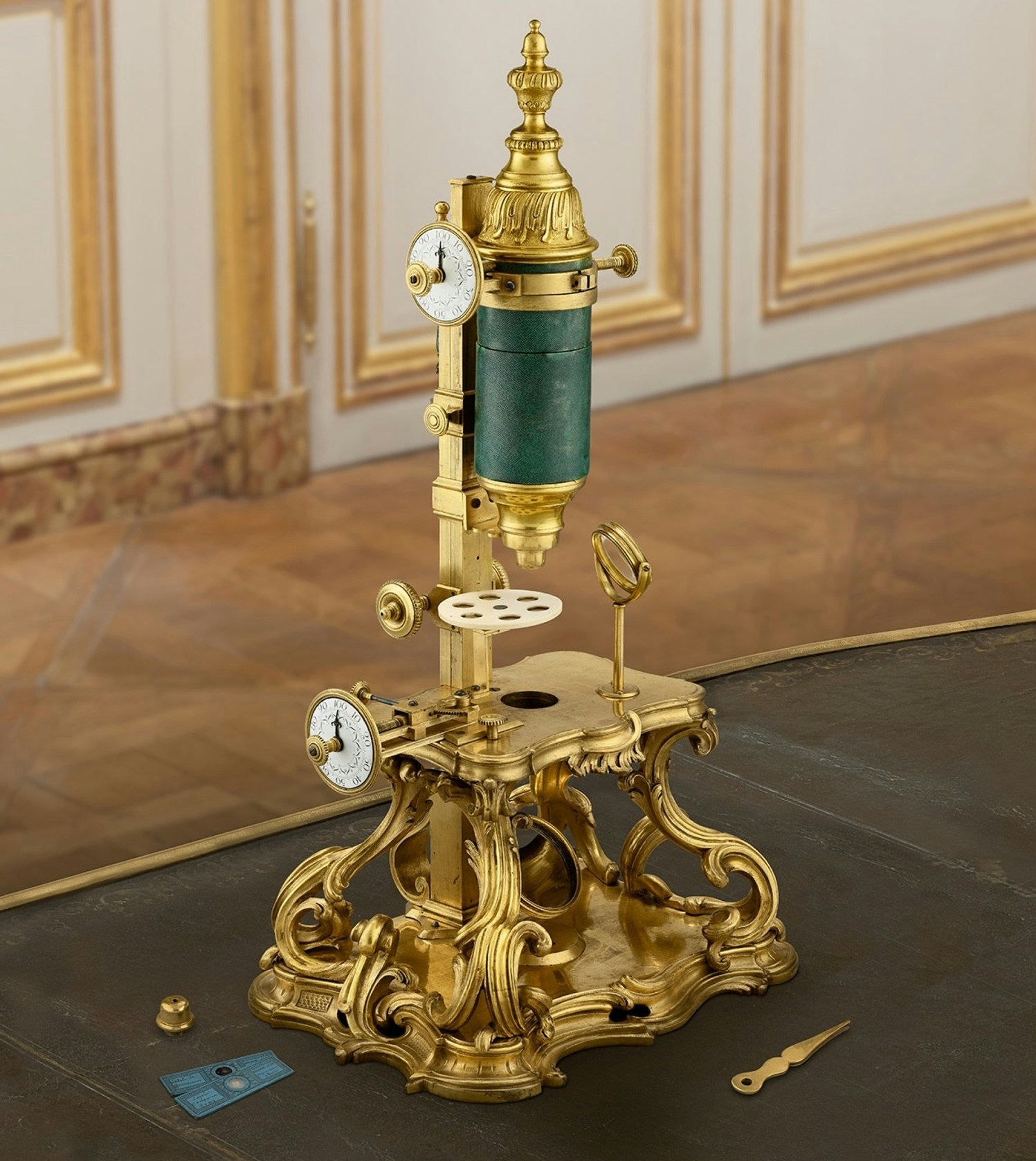 Compound Microscope and accessories, about 1751, Michel-Ferdinand d’Albert d’Ailly and Jacques Caffieri. Getty Museum.