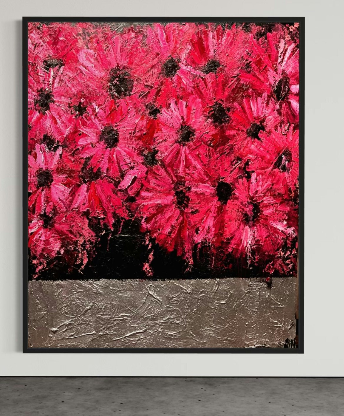 “Open your petals and turn towards the light,” 2024, Ronnie Robinson.Oil and tar on canvas. © artist and rele.